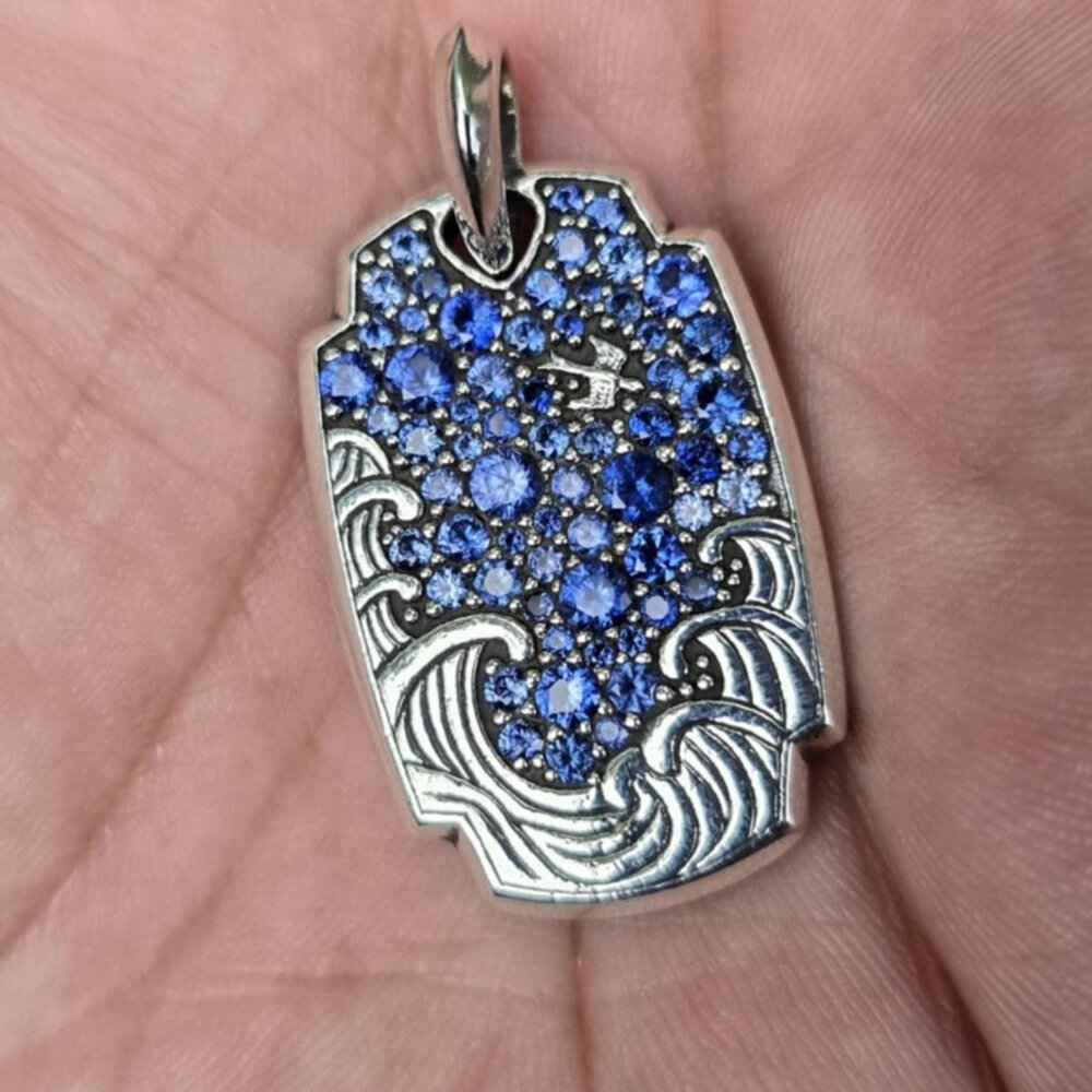 David Yurman Waves Pendant pavé Sapphires